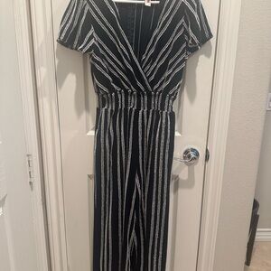 Dolan Black and White Striped Jumpsuit